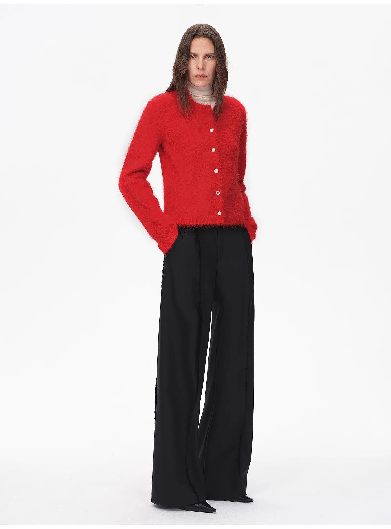 Albaca Alpaca Brushed Round Neck Straight Cardigan Women's Sweater sold by Firelady Sheepskin