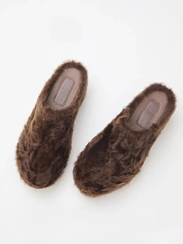 [FF × JW Collaboration - Fur-lined Slip-On Platform Sneakers] Casual and stylish design with wool, slip-on thick-soled sneakers that add height sold by Firelady Sheepskin