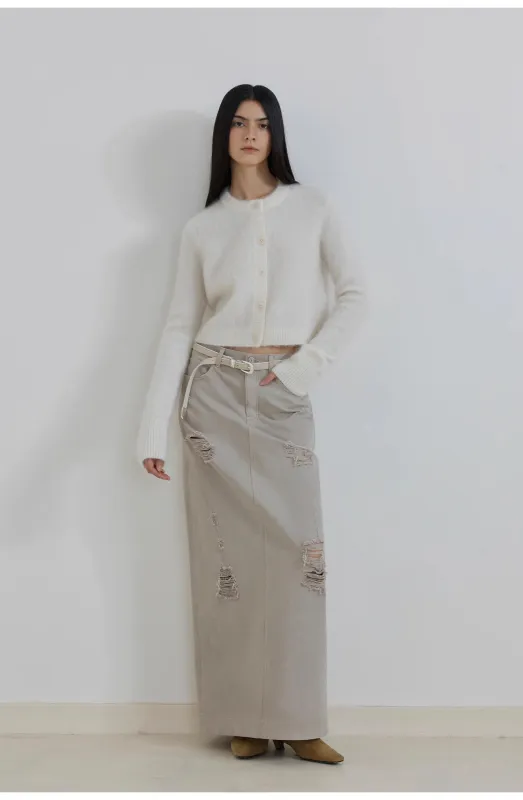 "Relaxation Notes" High-Proportion Mohair Knit Cardigan Women's Loose Short Round Neck Sweater Jacket made by Firelady Fur