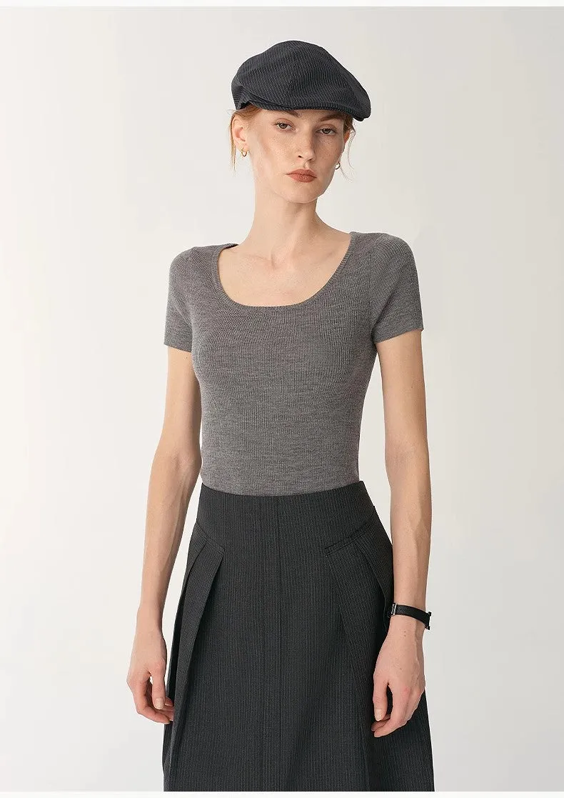 German Yangtze machine washable wool round neck slim short sleeve top for women sold by Firelady Sheepskin product image thumbnail 2
