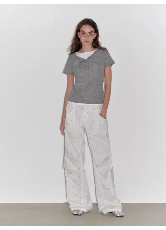 "Simple Advent" Fine Australian Wool Skin-Friendly Fit Henley Neck Tight T-Shirt sold by Firelady Sheepskin