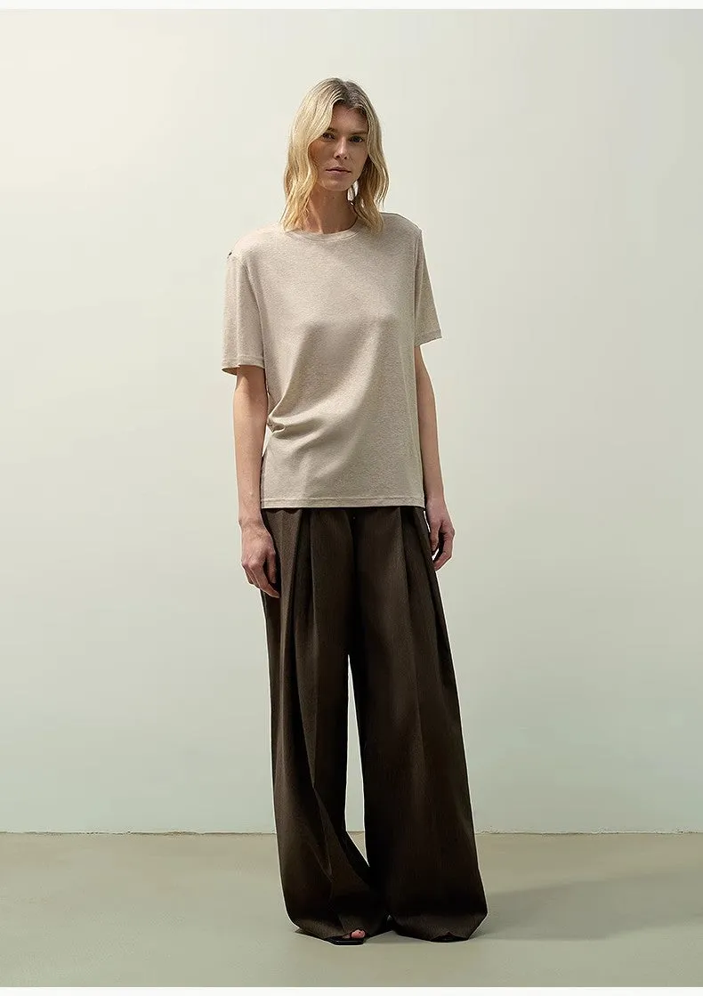 "Soft Cloud" 15.5mm cashmere loose and comfortable round neck versatile short-sleeved T-shirt for women sold by Firelady Sheepskin