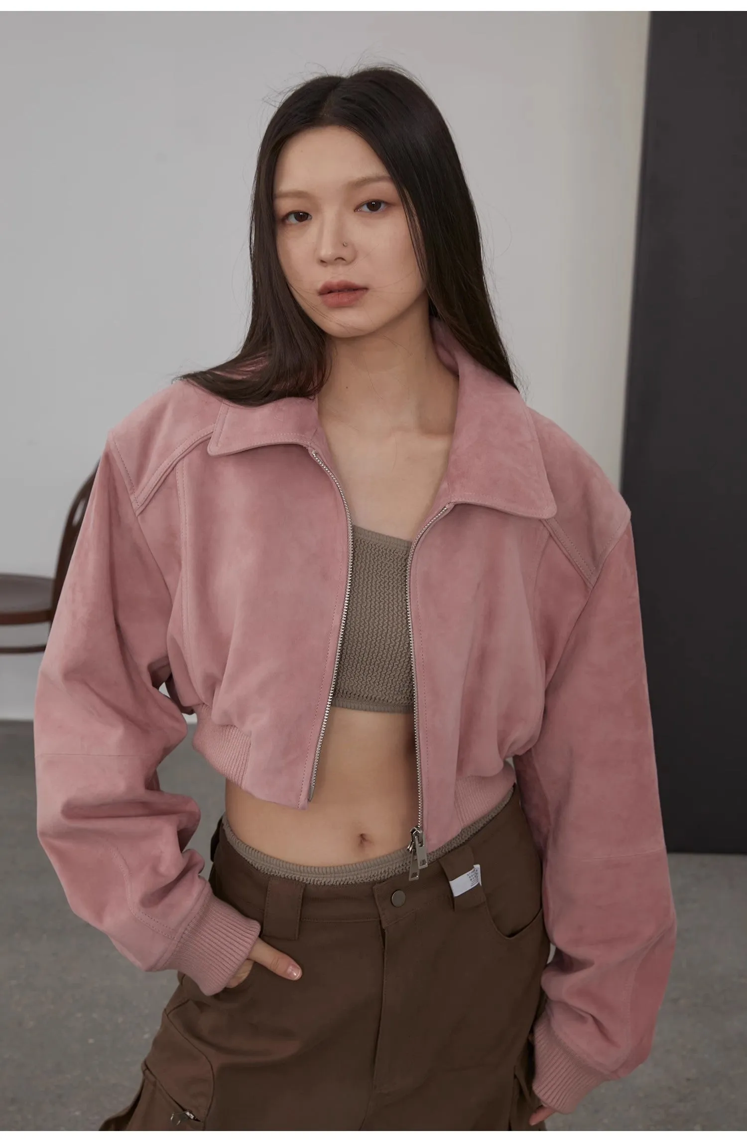 "Witch Game" Retro Classic Stand Up Sheep Leather Short Jacket sold by Firelady Sheepskin product image thumbnail 2