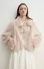 "Autumn Secret" Pink Lapel Tuscan Straight Fur Sheepskin Short Jacket sold by Firelady Sheepskin
