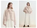 "Autumn Secret" Pink Lapel Tuscan Straight Fur Sheepskin Short Jacket sold by Firelady Sheepskin