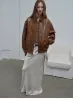 "Fashionable Luke" imported waxed sheep leather retro work jacket coat for women sold by Firelady Sheepskin