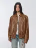 "Fashionable Luke" imported waxed sheep leather retro work jacket coat for women sold by Firelady Sheepskin
