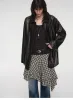 "Fashionable Kuoxi" goatskin simple and versatile retro suit-style leather windbreaker jacket sold by Firelady Sheepskin