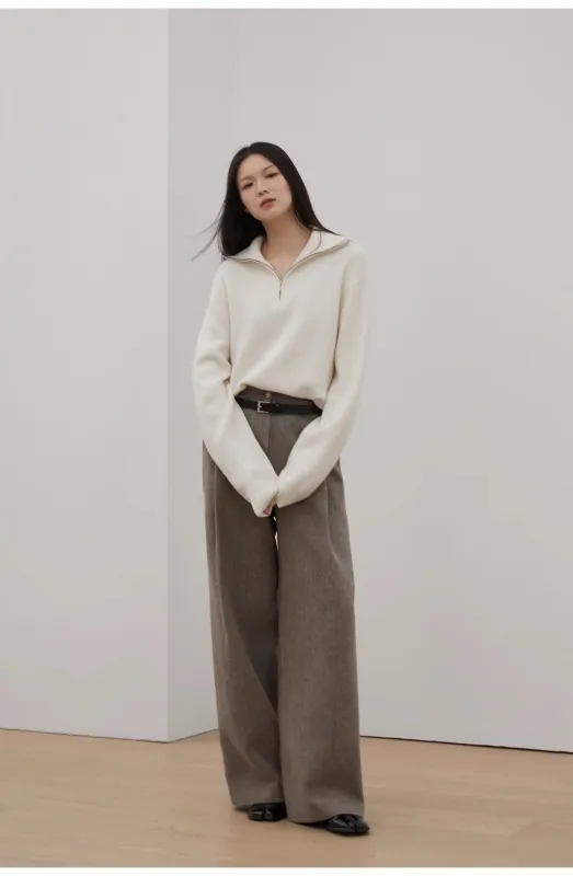 "Moonlight Farm" Merino wool lazy loose pullover sweater women's zipper turtleneck sweater sold by Firelady Sheepskin