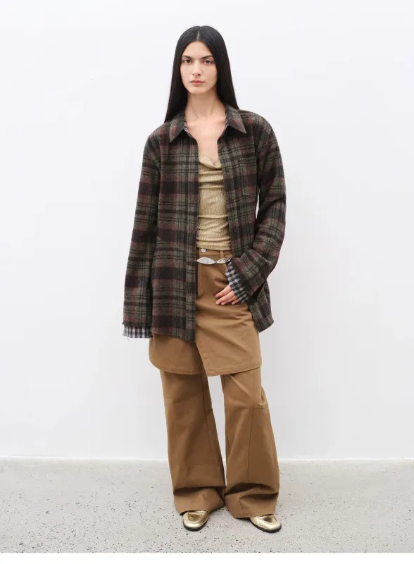 "Culotte Declaration" Retro split design fake two-piece twill brushed slightly flared slim jeans sold by Firelady Sheepskin
