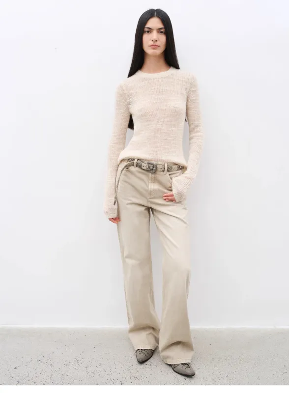 "Flare Mark" Retro all-season slim-fit versatile floor-length washed flared jeans sold by Firelady Sheepskin