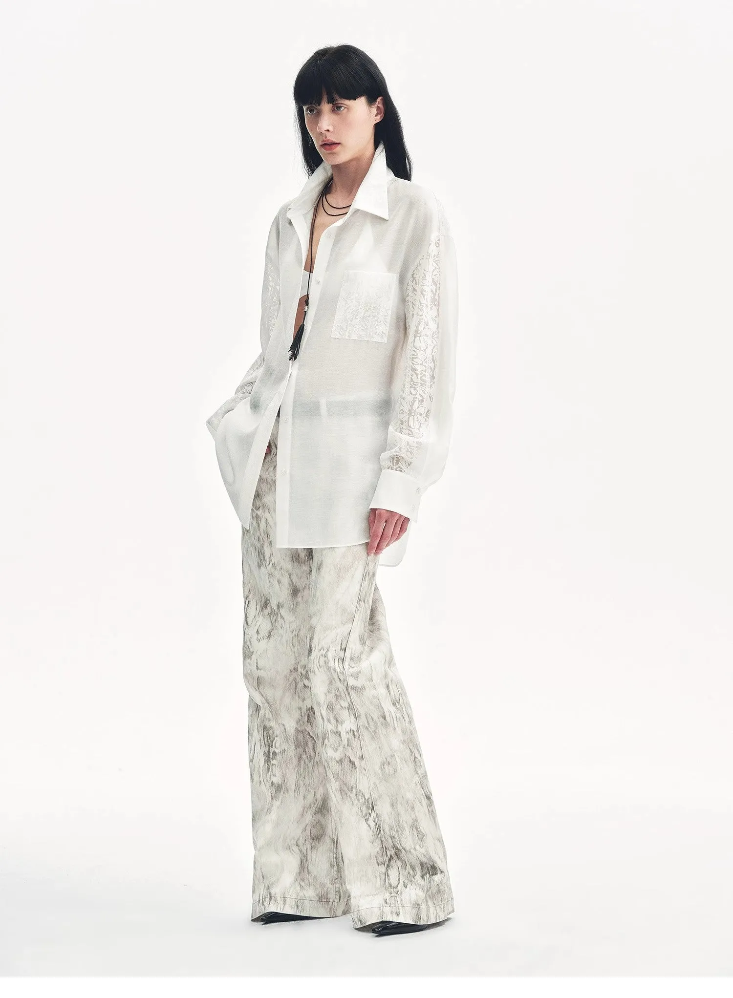 "Phantom" original snake print flared denim trousers sold by Firelady Sheepskin product image thumbnail 5