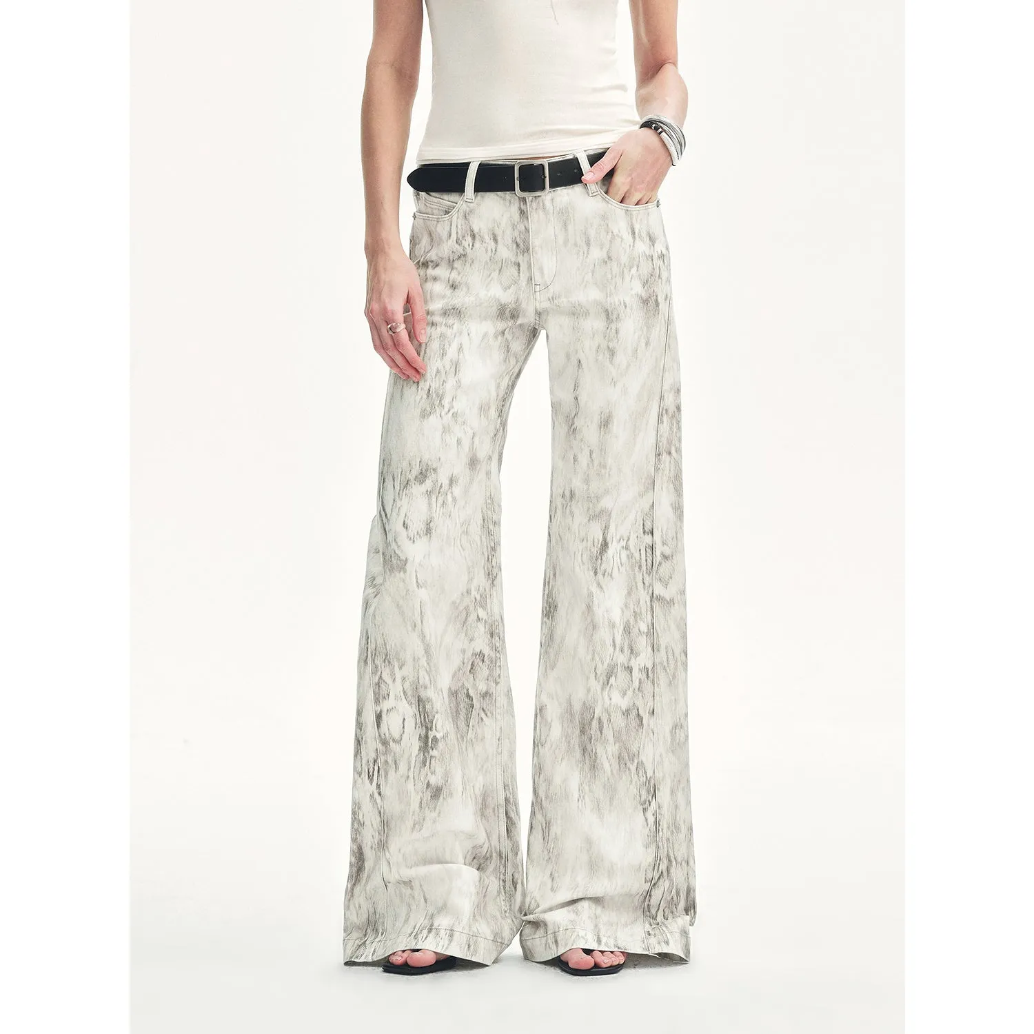 "Phantom" original snake print flared denim trousers sold by Firelady Sheepskin product image thumbnail 2
