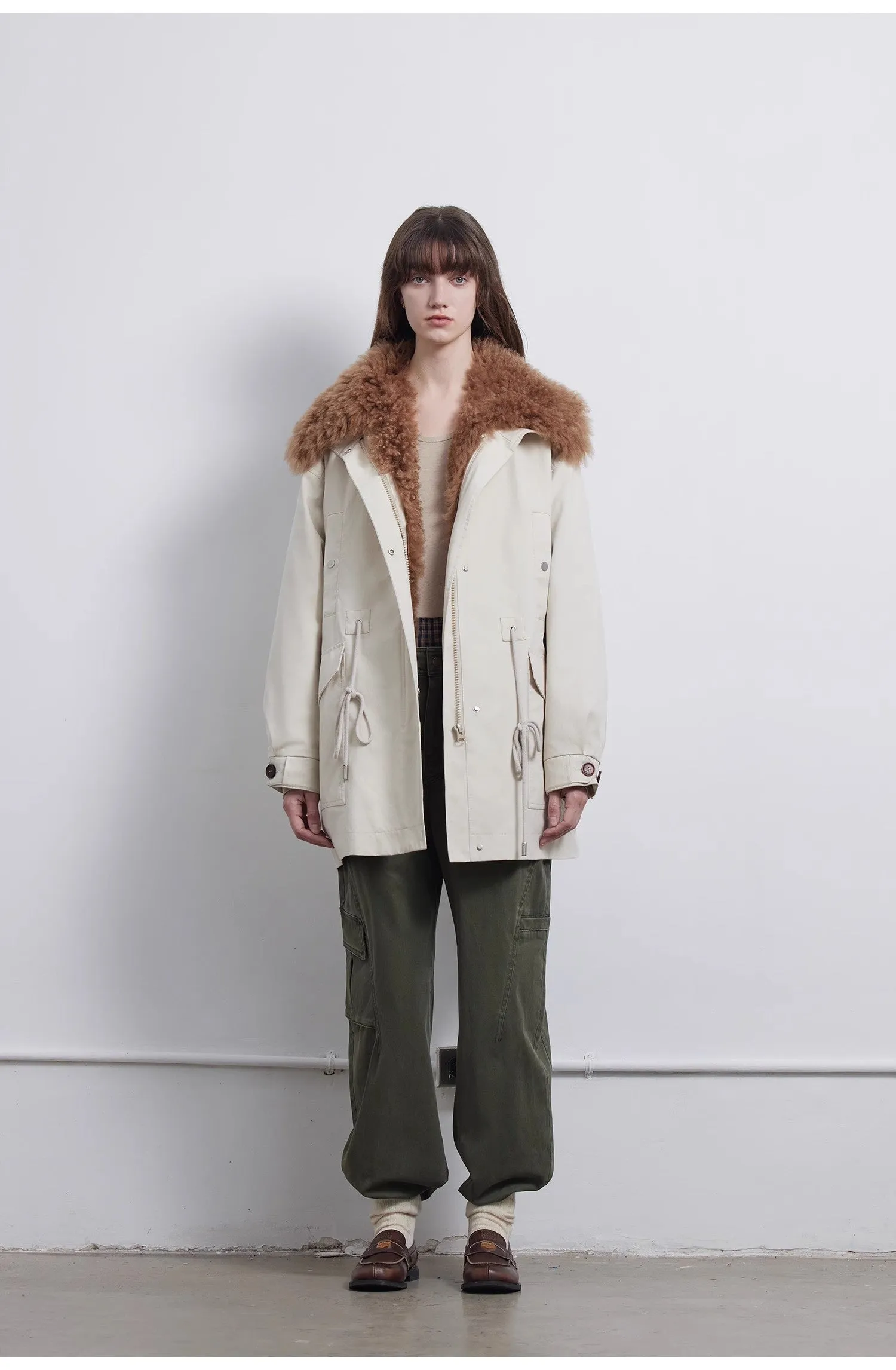 Green Mile Miracle Loose Drawstring Down Removable Mid-Length Jacket sold by Firelady Sheepskin