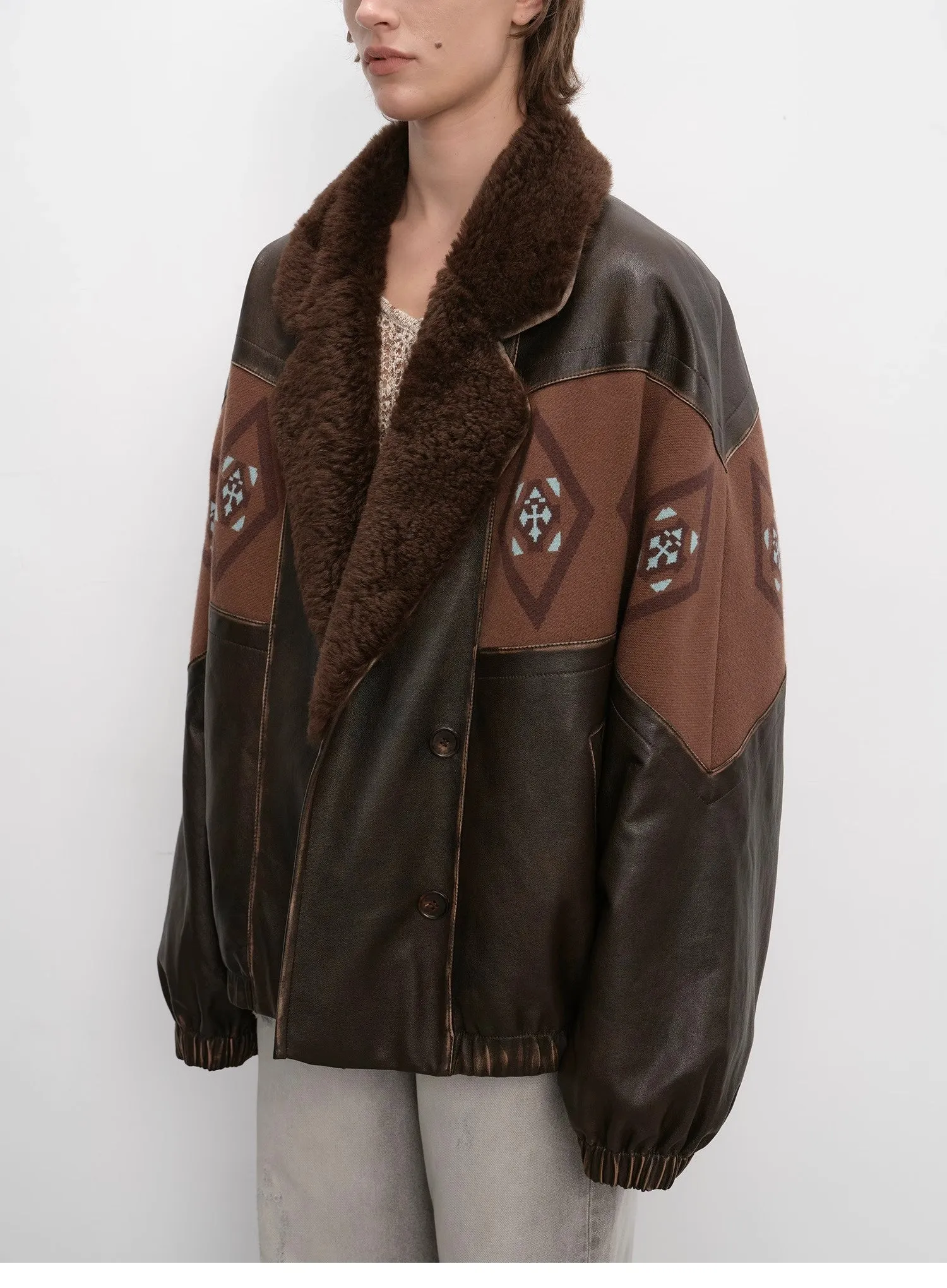 "Jumping City" Imported Suede Sheep Leather Sheep Curl Lapel White Goose Down Parka sold by Firelady Sheepskin product image thumbnail 5