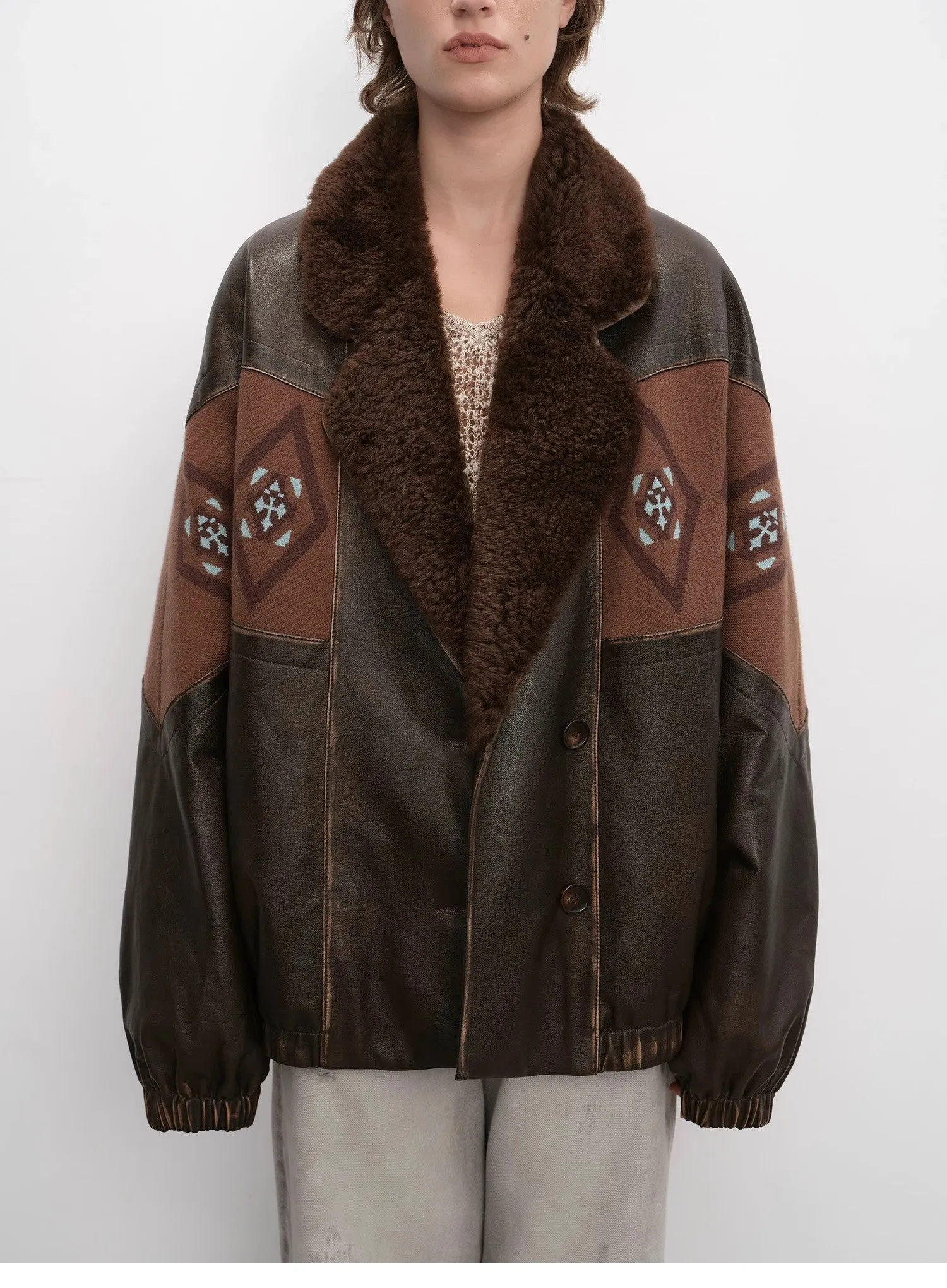 "Jumping City" Imported Suede Sheep Leather Sheep Curl Lapel White Goose Down Parka sold by Firelady Sheepskin product image thumbnail 2