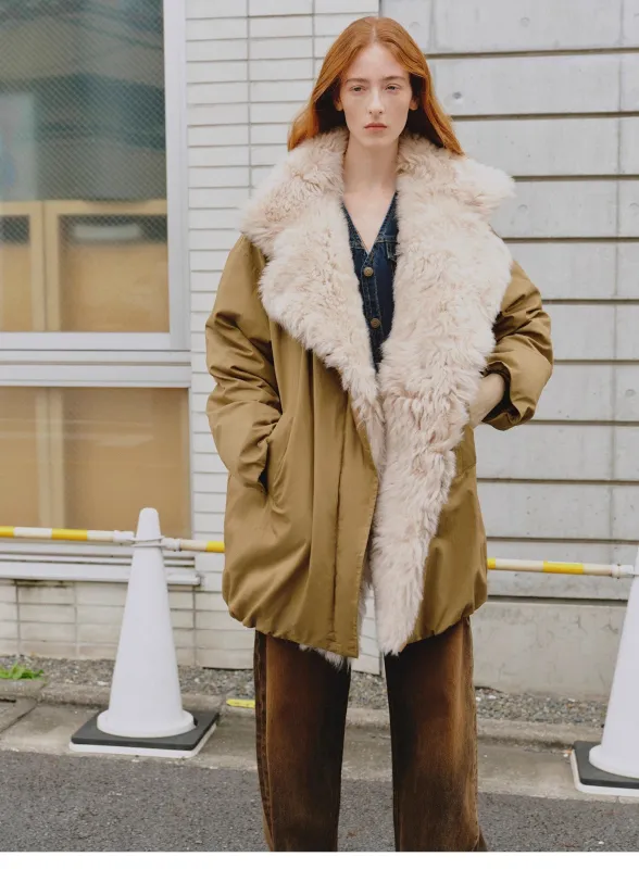 "Modern Introduction" detachable toka fur collar fur coat silhouette 90 goose down parka winter sold by Firelady Sheepskin