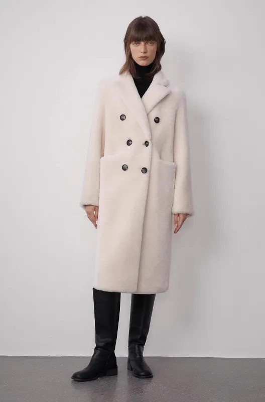 "Korean Drama Ace" Merino mid-length sheepskin coat sold by Firelady Sheepskin