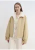 "Rebellious Escape" detachable contrasting color shearling fur collar down short parka sold by Firelady Sheepskin