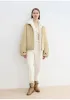 "Rebellious Escape" detachable contrasting color shearling fur collar down short parka sold by Firelady Sheepskin