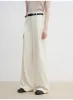 Women's white straight casual wide waist drape floor-length wide leg pants sold by Firelady Sheepskin