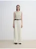 Women's white straight casual wide waist drape floor-length wide leg pants sold by Firelady Sheepskin
