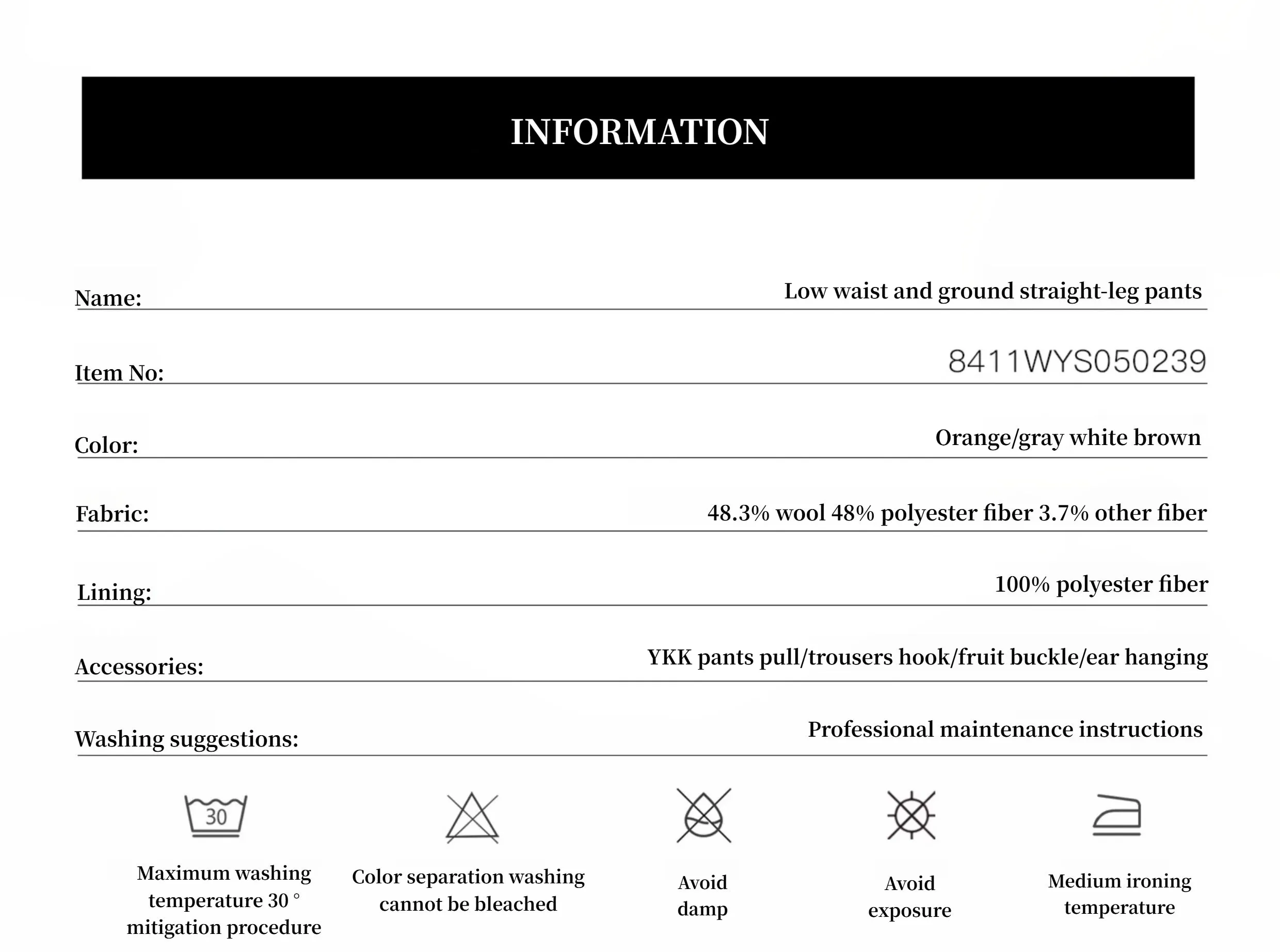 "Leisure Moments" classic low-waisted loose casual straight pants exquisite fashion sense casual pants for women sold by Firelady Sheepskin product image thumbnail 4