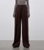 Imported wool pleated high-waisted straight-leg all-match slimming suit trousers for women sold by Firelady Sheepskin