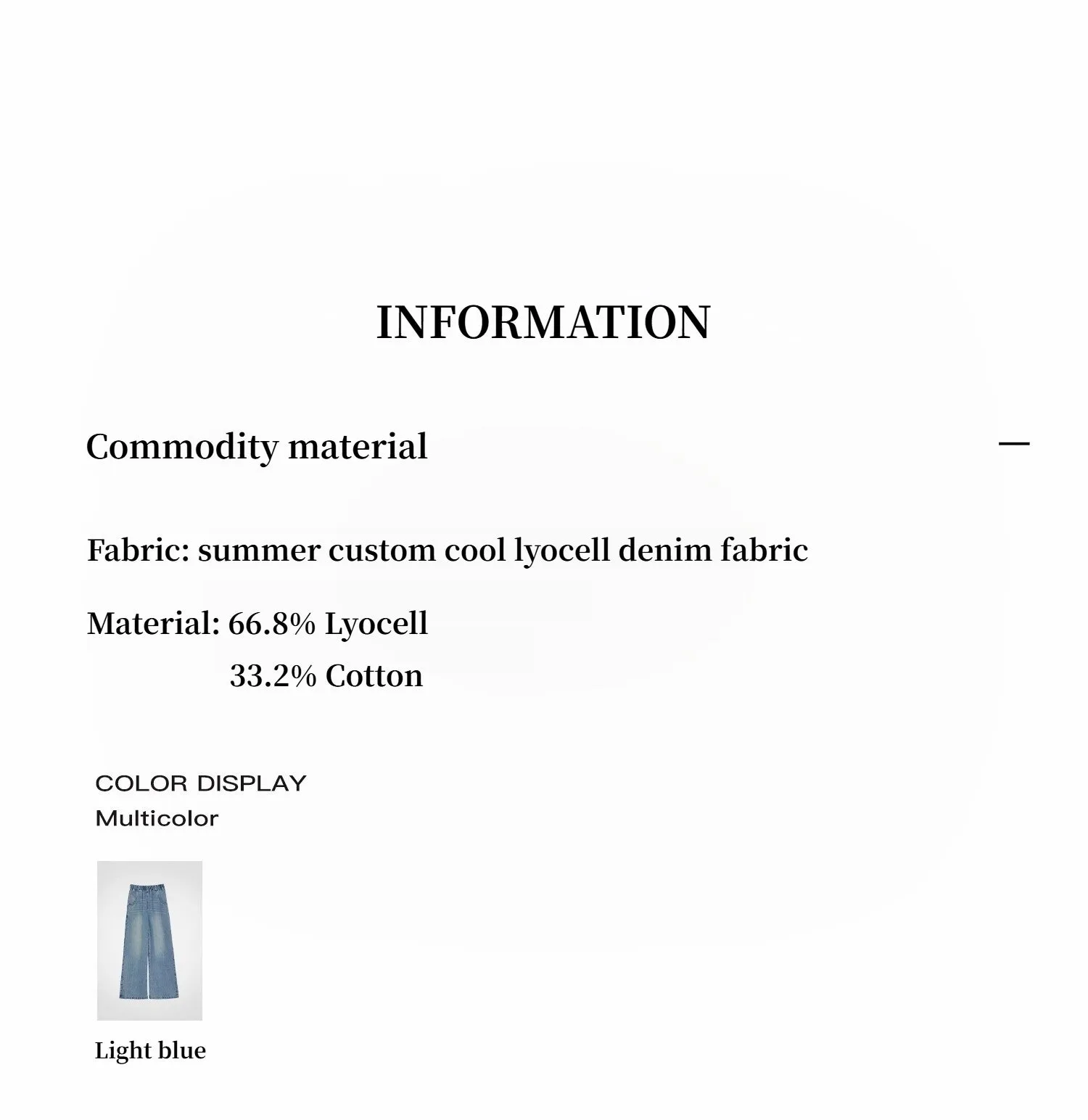 "Dream Street" Cool Lyocell Denim Drape Relaxed Elastic Waist Straight Leg Wide Leg Pants Summer sold by Firelady Sheepskin product image thumbnail 4