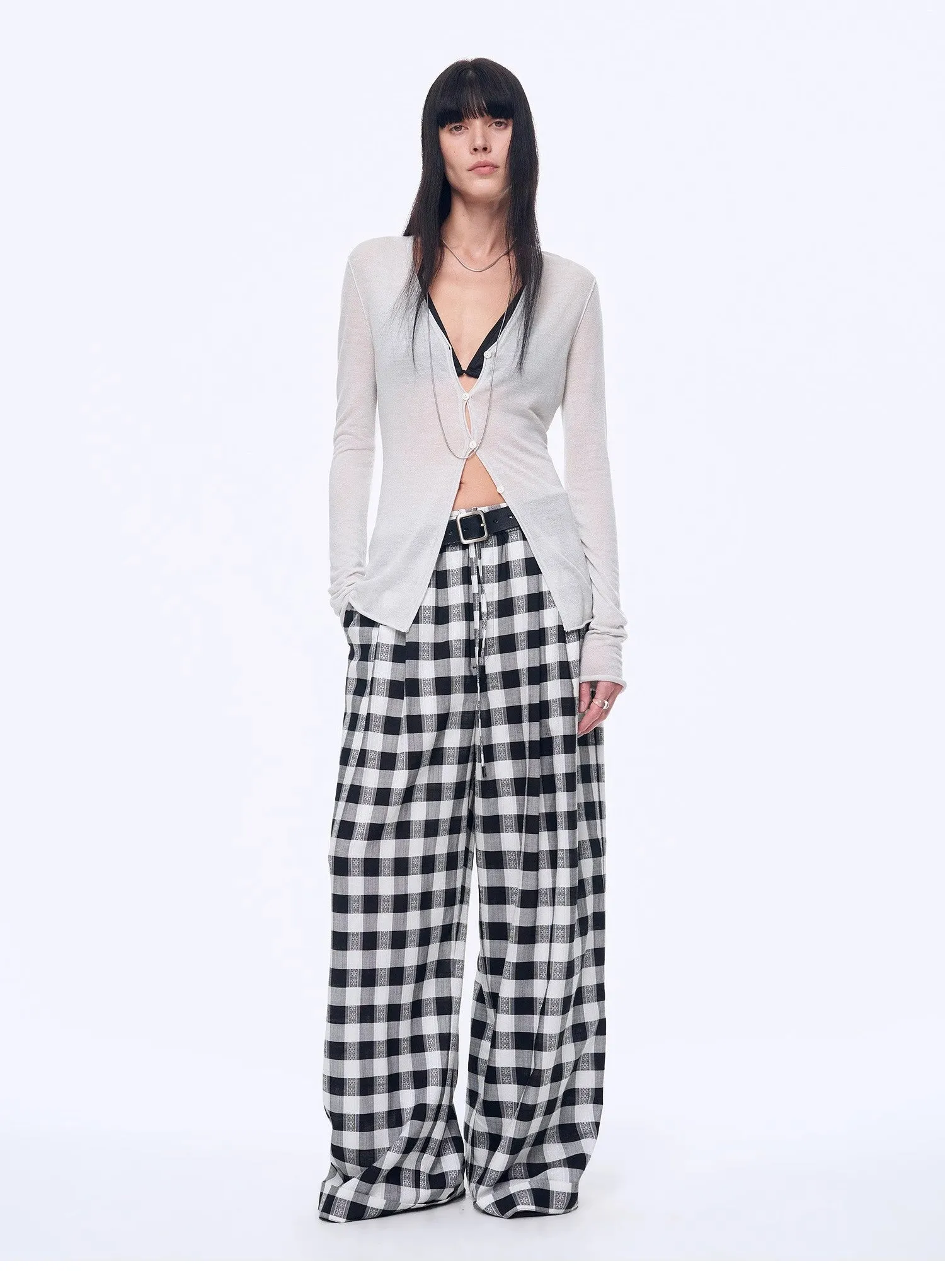 "Plaid Accent" National Style Tencel Acetate Jacquard/Drape Linen Plaid Retro Casual Pants Spring sold by Firelady Sheepskin