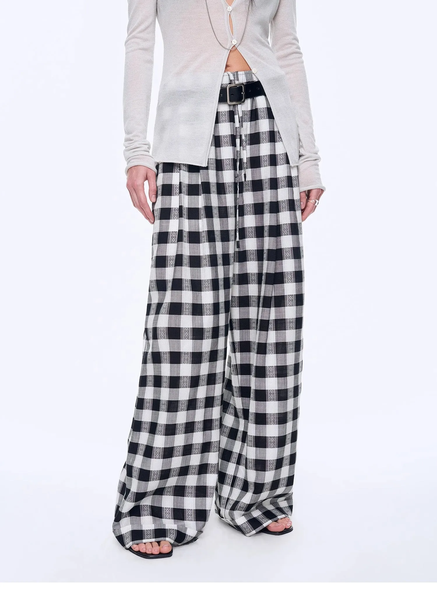 "Plaid Accent" National Style Tencel Acetate Jacquard/Drape Linen Plaid Retro Casual Pants Spring sold by Firelady Sheepskin product image thumbnail 2