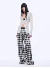 "Plaid Accent" National Style Tencel Acetate Jacquard/Drape Linen Plaid Retro Casual Pants Spring sold by Firelady Sheepskin
