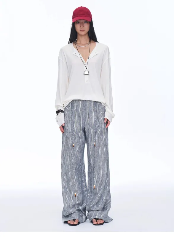 "Free Afterglow" Retro style linen wide-leg casual pants sold by Firelady Sheepskin