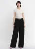 Worsted wool commuter classic drapey raw edge loose straight wide-leg pants sold by Firelady Sheepskin
