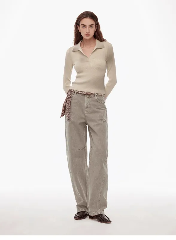 "Primal Instinct" retro distressed wasteland style washed silhouette loose scimitar jeans for autumn sold by Firelady Sheepskin