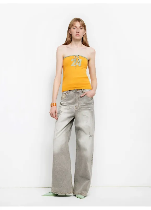 "Adolescent" Retro Street Style Heavy-Wash Low-Waist Straight-Leg Wide-Leg Versatile Light-Wash Jeans sold by Firelady Sheepskin