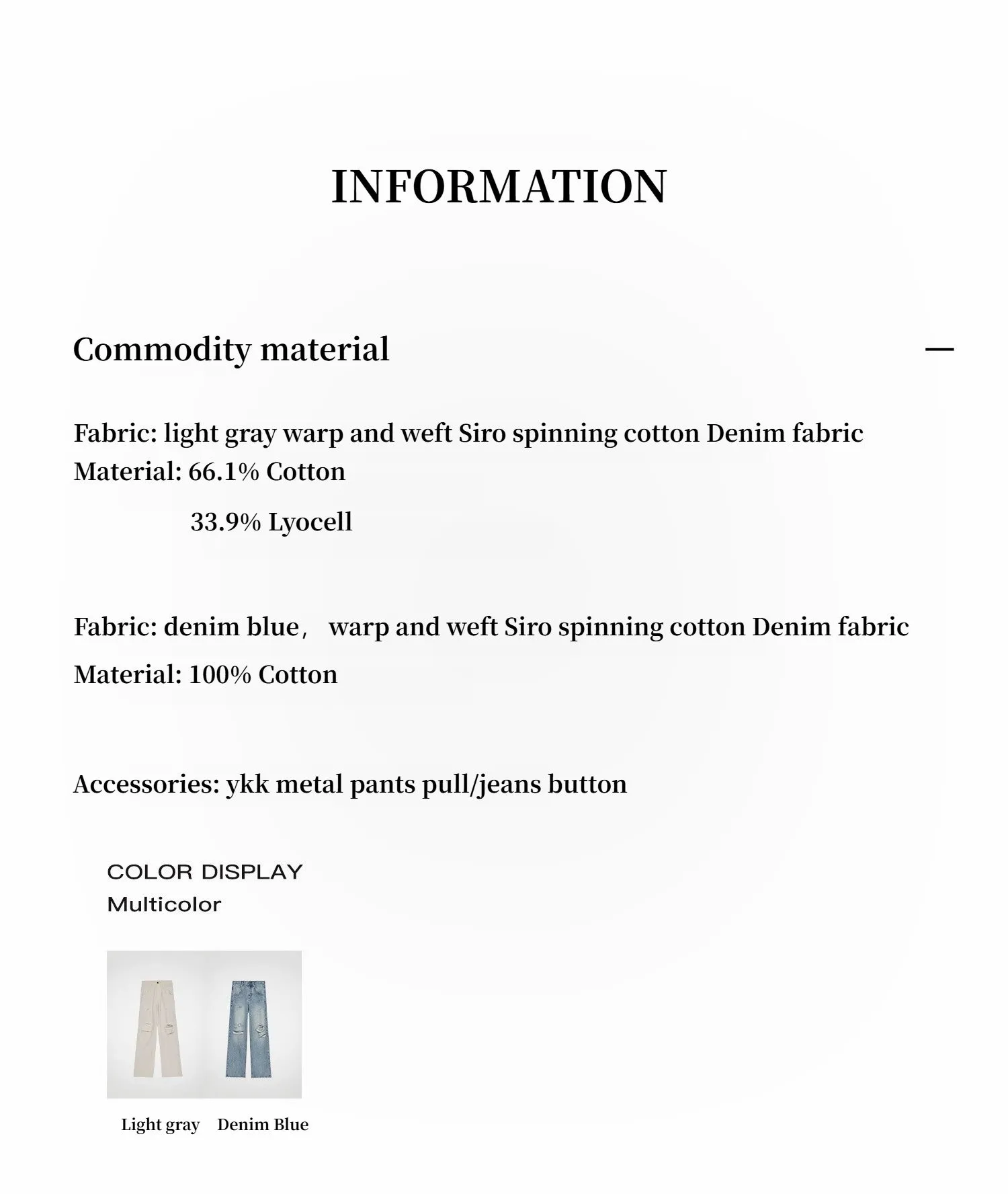 "Gray and Denim" stylish and personalized Turkish washed retro distressed holes straight flared jeans sold by Firelady Sheepskin product image thumbnail 4