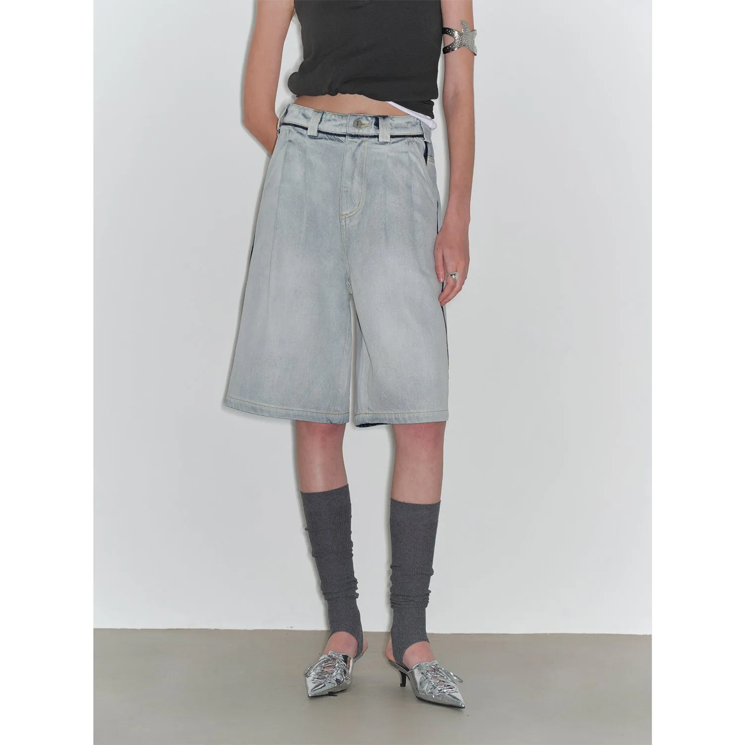 “Unruly Sonata” Neutral Style Loose Feeling Imported Washed Mid Rise Bumped Side Wide Leg Washed Denim Mid Pants sold by Firelady Sheepskin product image thumbnail 2