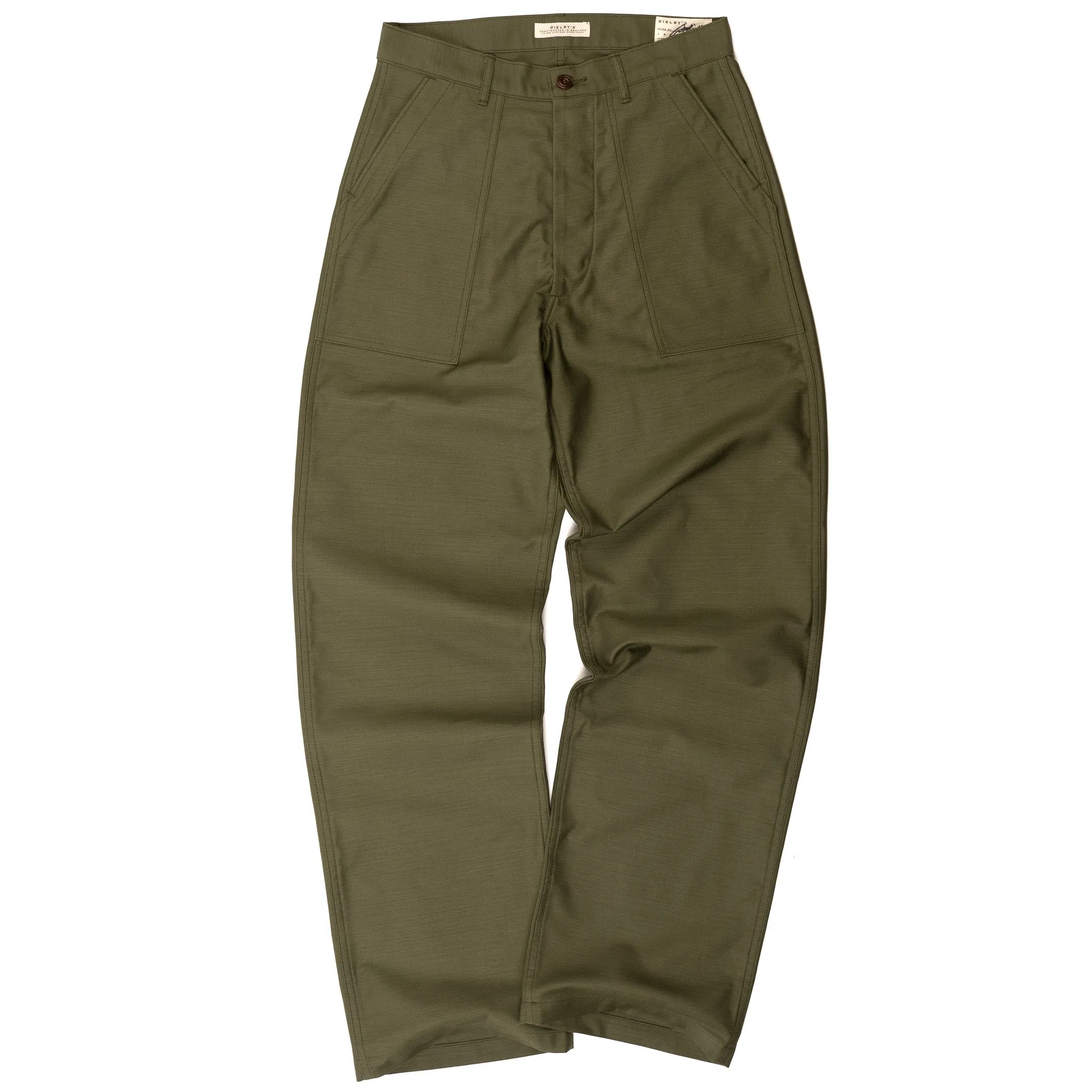 FATIGUES IN OLIVE SATEEN sold by Bielby's