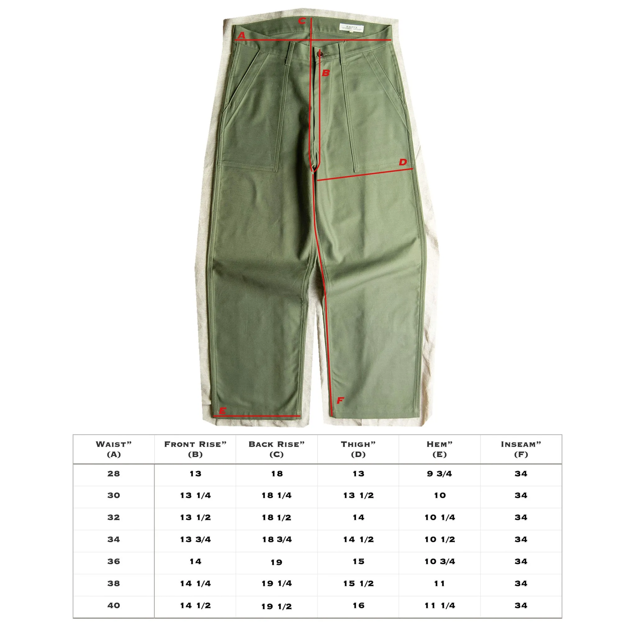 FATIGUES IN OLIVE SATEEN sold by Bielby's product image thumbnail 5