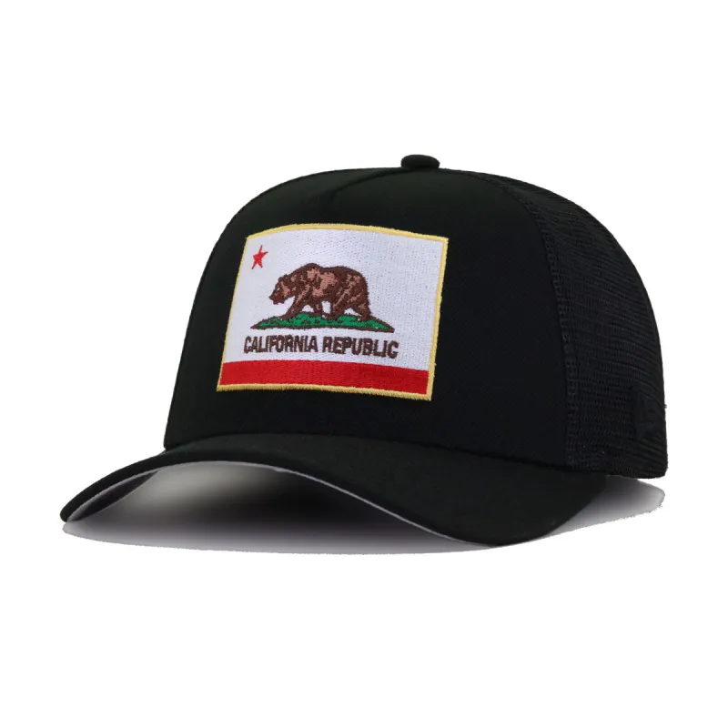 California Republic Black 9Forty A-Frame Soft Foam Trucker Snapback sold by Hat Heaven