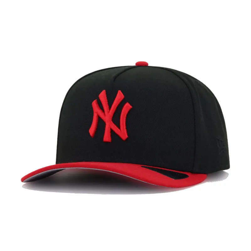 New York Yankees Black Scarlet 9Fifty A-Frame Snapback sold by Hat Heaven