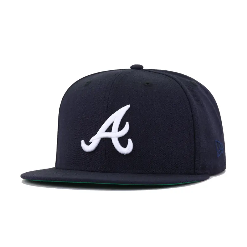 Atlanta Braves Navy Green Bottom New Era 59Fifty Fitted sold by Hat Heaven