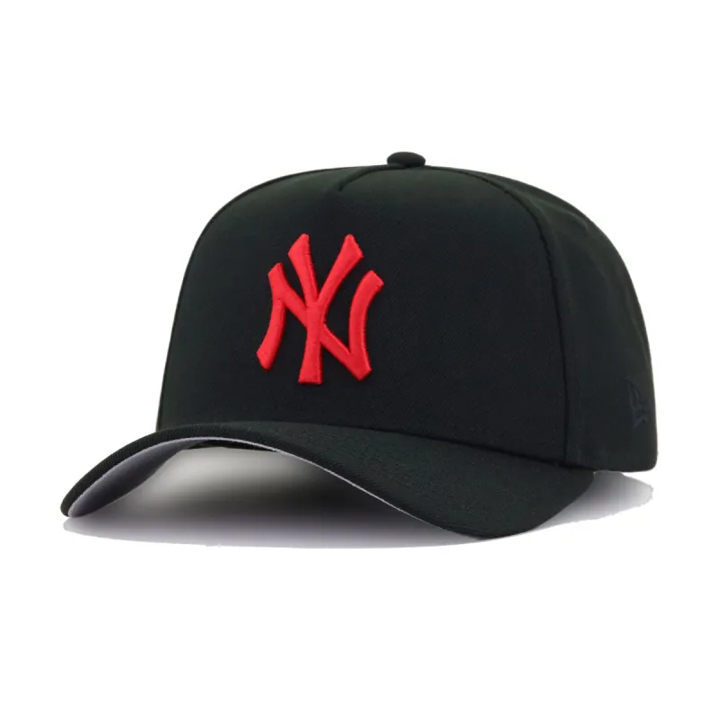 New York Yankees Black Radiant Red Logo New Era 9Forty A-Frame Snapback sold by Hat Heaven
