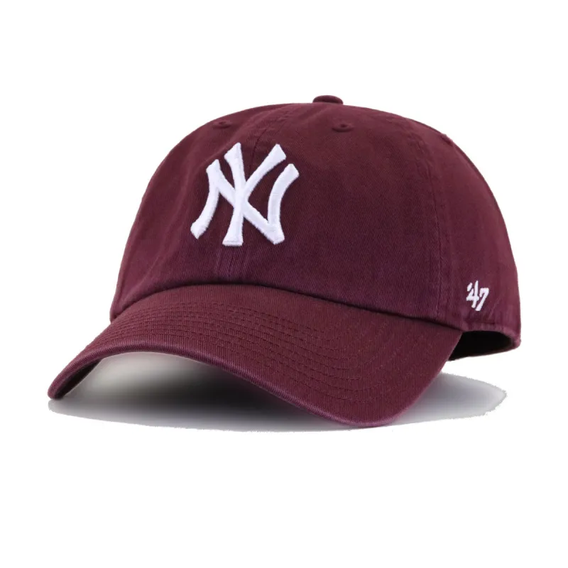 New York Yankees Dark Maroon 47 Brand Clean Up Dad Hat sold by Hat Heaven