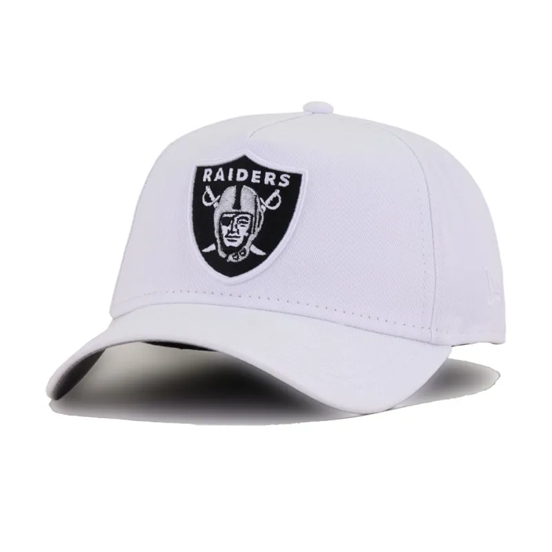 Las Vegas Raiders White New Era 9Forty A-Frame Snapback sold by Hat Heaven