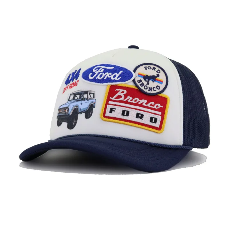 Ford Motor Company Bronco Navy American Needle Trucker Snapback sold by Hat Heaven