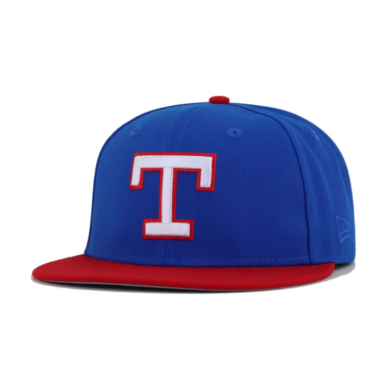 Texas Rangers Blue Azure Scarlet 1972 New Era 59Fifty Fitted made by New Era