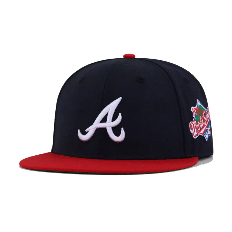 Atlanta Braves Navy Scarlet 1991 World Series Cooperstown Green Bottom New Era 59Fifty Fitted sold by Hat Heaven