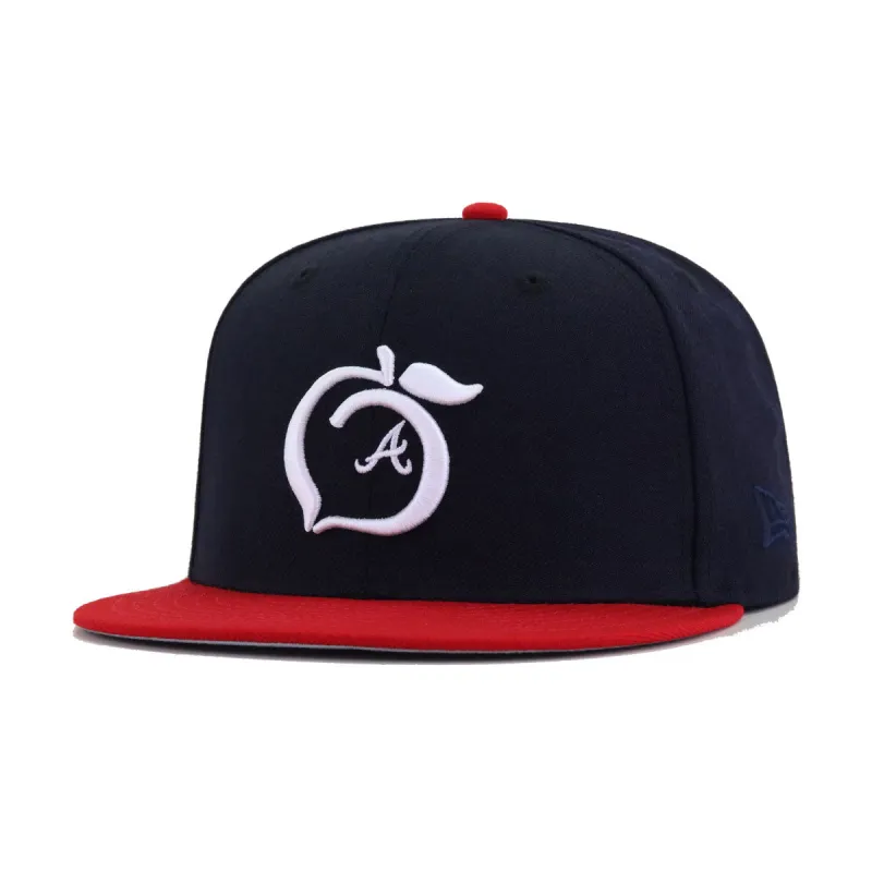 Atlanta Braves Navy Scarlet PEACH New Era 59Fifty Fitted sold by Hat Heaven